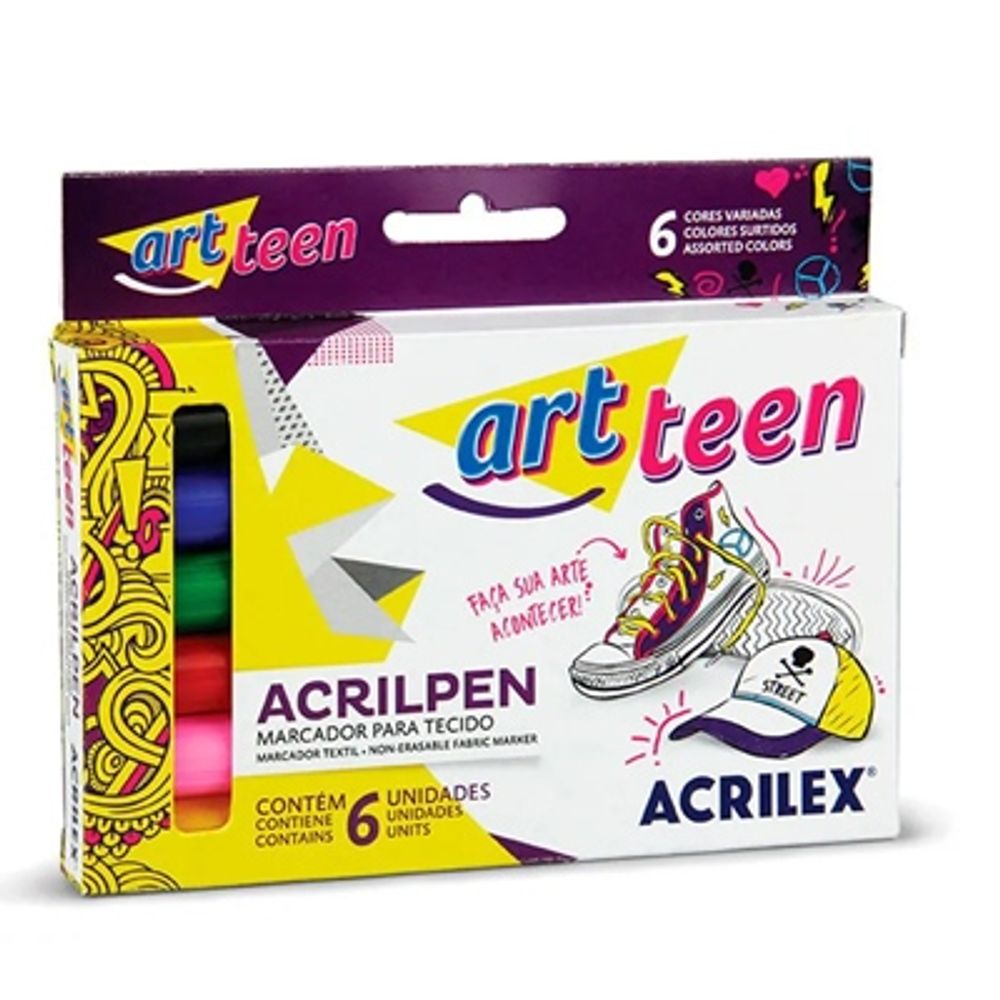 MARCADOR PARA TECIDO ACRILPEN 6 CORES