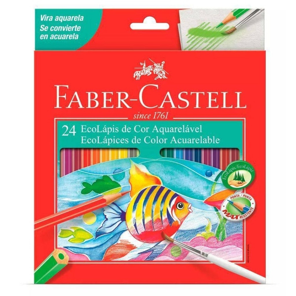 Lápis 24 Ecolápis De Cor Aquarelável Faber Castell Un Pm