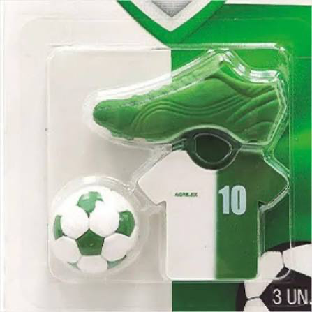 BORRACHA FUTBOL VERDE E BRANCO