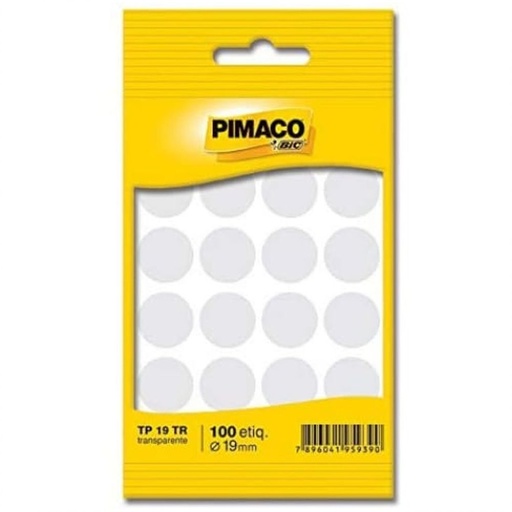 ETIQUETA LISA REDONDA TRASPARENTE 19MM